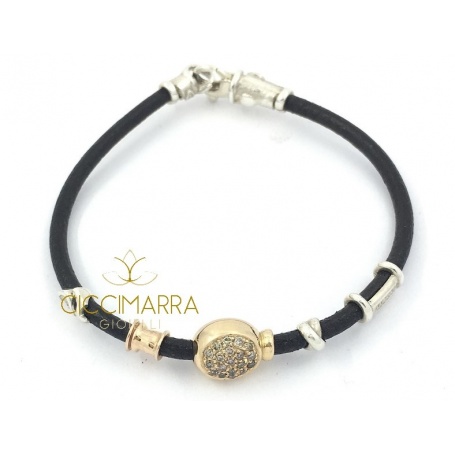 Toyama Bay Misani bracelet, in leather and brown diamonds